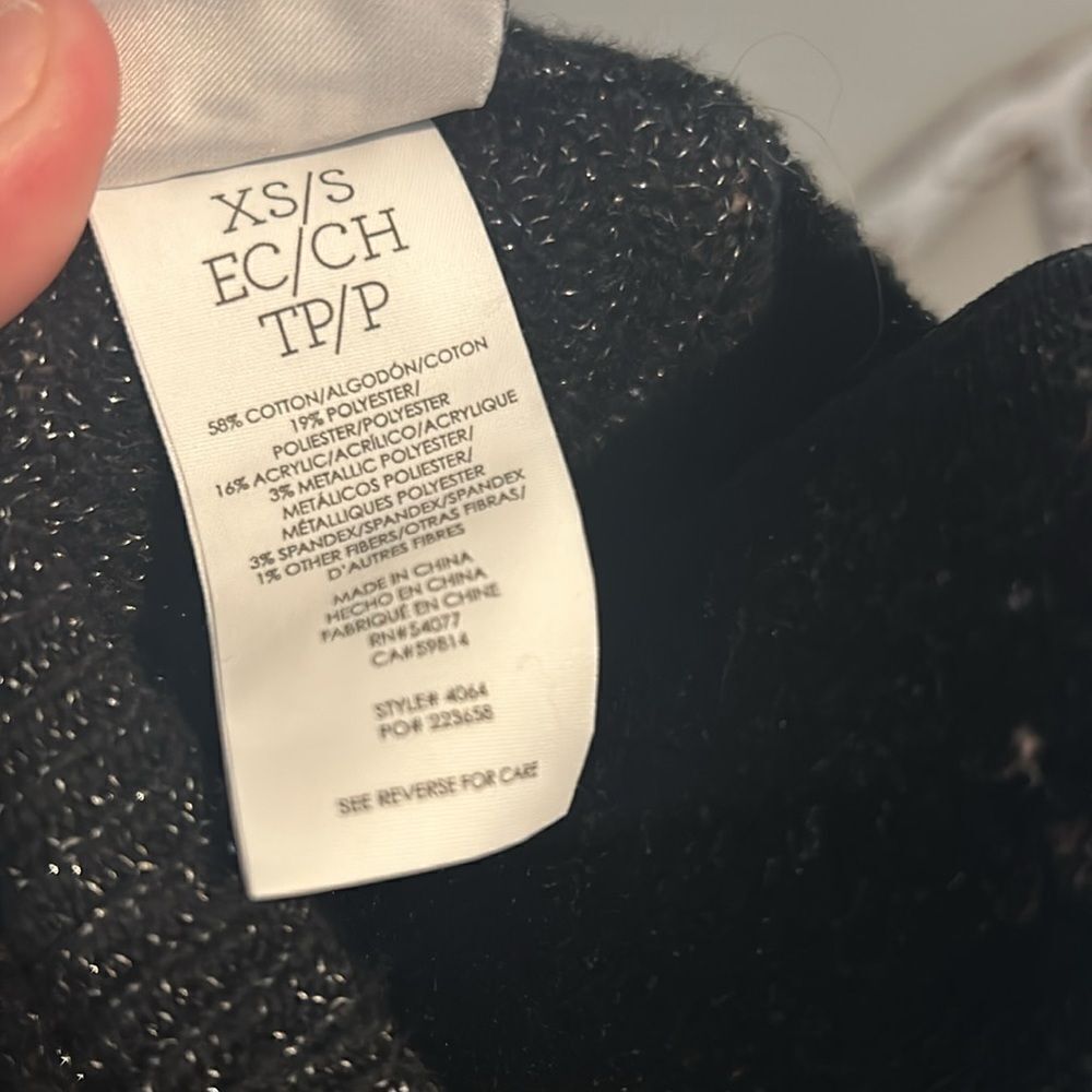 Cabi 4064 Luxury Charcoal Black Sparkle Side Zipper Poncho Sweater Size XS/S - Picture 7 of 8